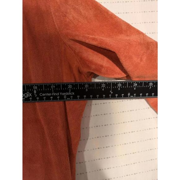 Brandon Thomas Suede Leather Button-Up Shirt in Rustic Orange Mens XL Polyester - Picture 10 of 12